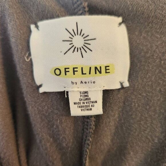 Offline by Aerie Mid-Rise Drawstring Velvet Casual Pants Gray Large - Picture 11 of 11